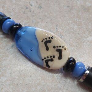 Footprints in the sand stylus brand new lampwork glass bead  black stylus